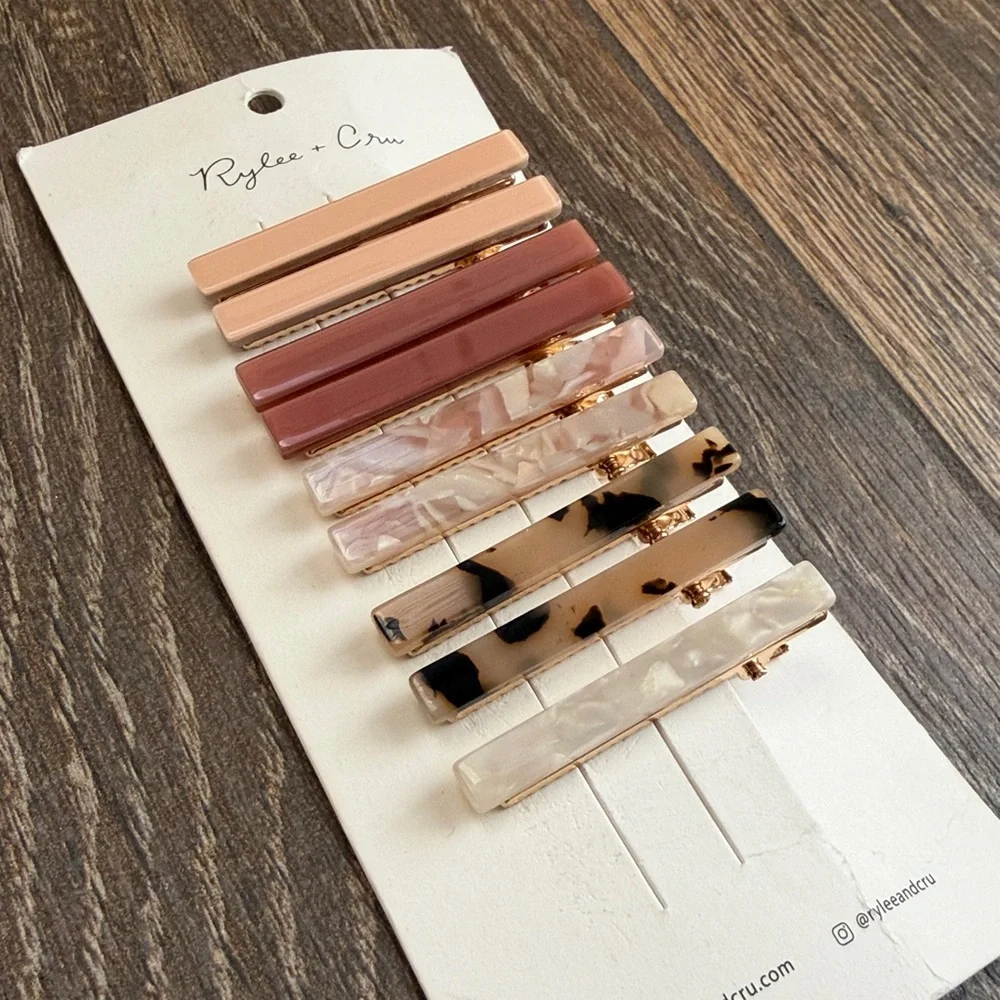 Rylee + Cru Girls’ Tortoise/Marble Slider Barrette Clips—9pk